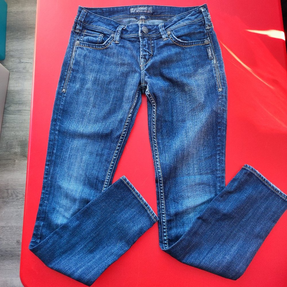 Silver Jeans Aiko skinny jeans distressed blue women's size 27